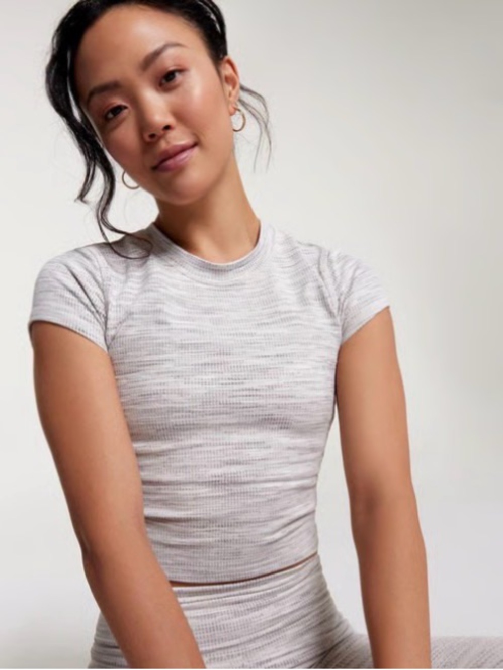 Calia Women's Cloud Cover Ribbed Short Sleeve Crewneck Crop Top